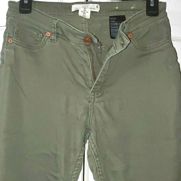 Olive Green Stretchy Straight Leg Jeans - Picture 2 of 7